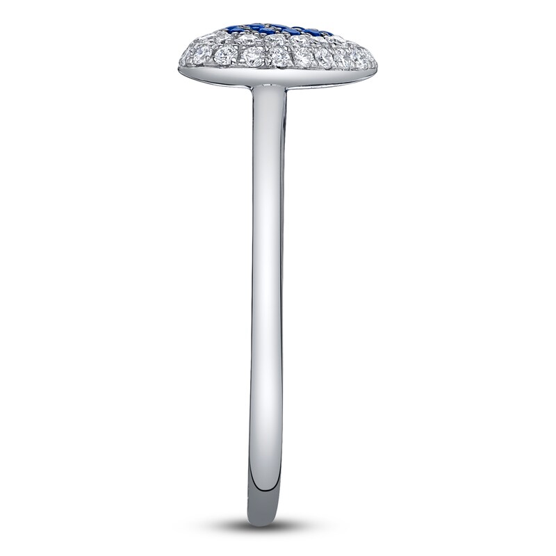 Main Image 3 of Shy Creation Natural Blue Sapphire & Diamond Heart Ring 1/6 ct tw 14K White Gold