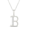 Thumbnail Image 1 of Diamond Initial B Necklace 1/20 ct tw 10K White Gold 18"