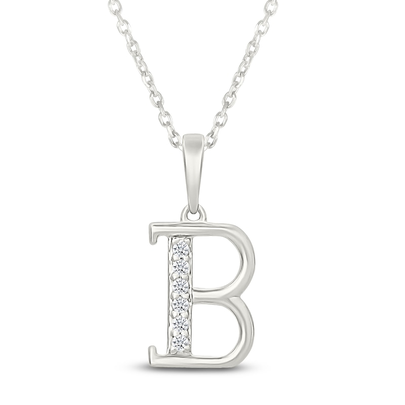Main Image 1 of Diamond Initial B Necklace 1/20 ct tw 10K White Gold 18"