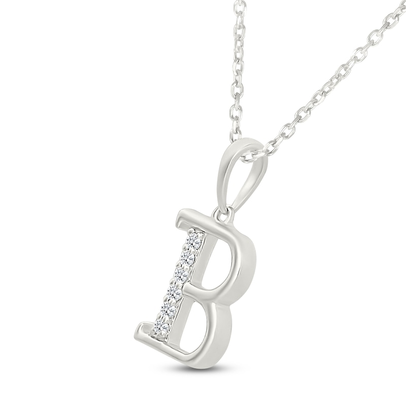 Main Image 2 of Diamond Initial B Necklace 1/20 ct tw 10K White Gold 18"
