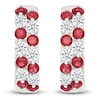 Thumbnail Image 1 of Lab-Created Ruby & White Lab-Created Sapphire Two-Row Hoop Earrings Sterling Silver