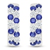 Thumbnail Image 1 of Blue & White Lab-Created Sapphire Two-Row Hoop Earrings Sterling Silver