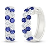 Thumbnail Image 2 of Blue & White Lab-Created Sapphire Two-Row Hoop Earrings Sterling Silver
