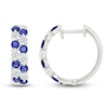 Thumbnail Image 3 of Blue & White Lab-Created Sapphire Two-Row Hoop Earrings Sterling Silver