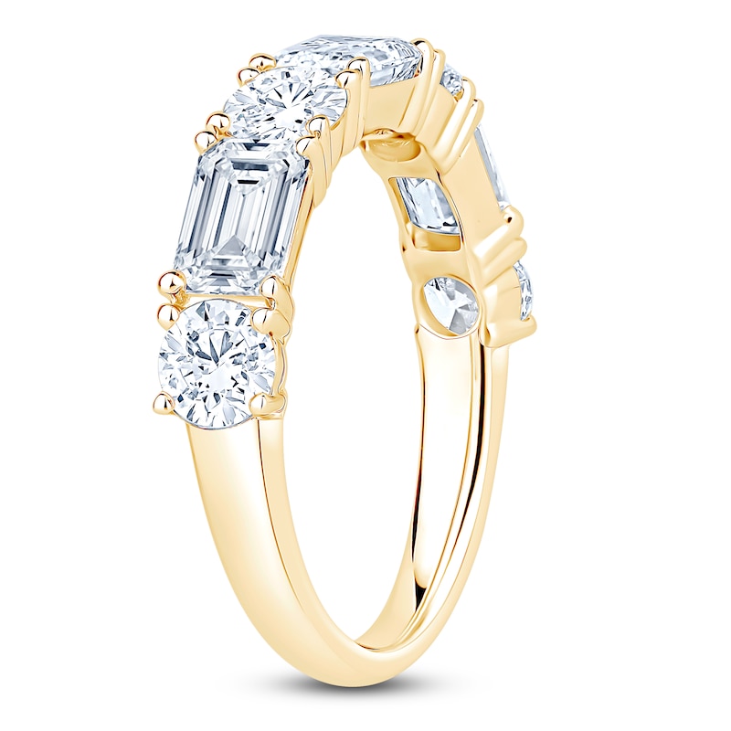 Main Image 2 of Round & Emerald-Cut Lab-Grown Diamond Alternating Anniversary Ring 3 ct tw 14K Yellow Gold