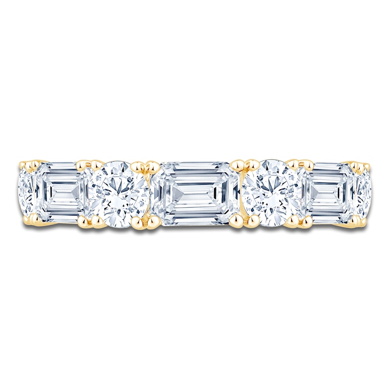 Main Image 3 of Round & Emerald-Cut Lab-Grown Diamond Alternating Anniversary Ring 3 ct tw 14K Yellow Gold