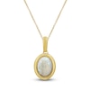 Thumbnail Image 1 of Oval-Cut Natural Opal Bezel-Set Solitaire Necklace 10K Yellow Gold 18"