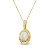 Thumbnail Image 2 of Oval-Cut Natural Opal Bezel-Set Solitaire Necklace 10K Yellow Gold 18"
