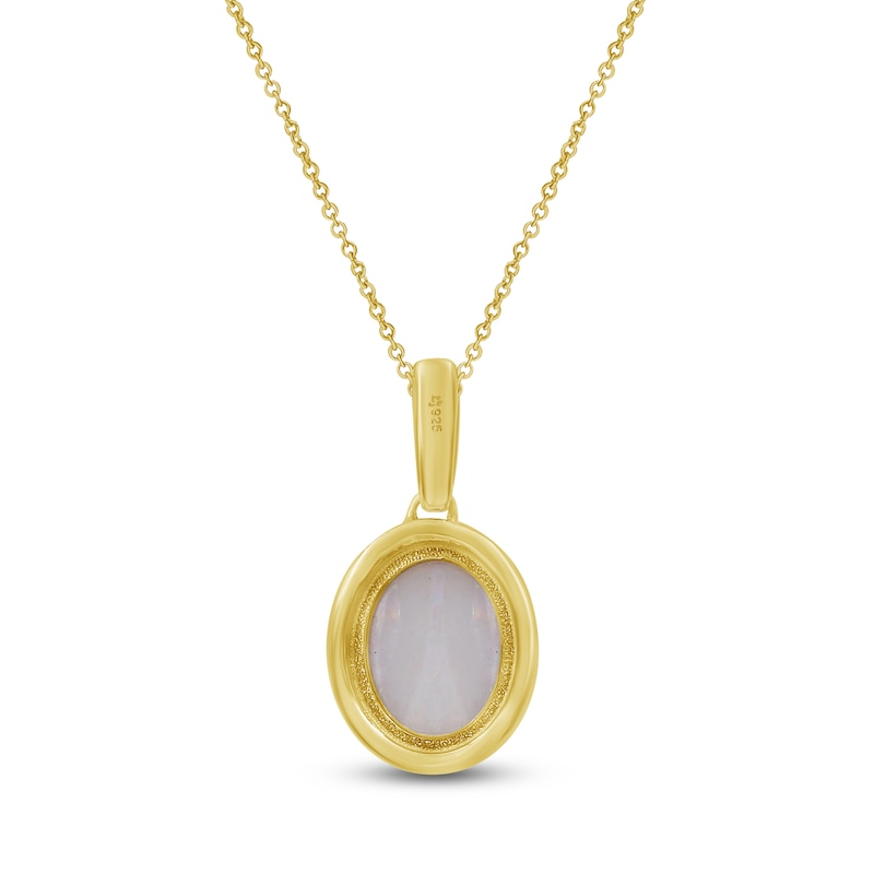Main Image 3 of Oval-Cut Natural Opal Bezel-Set Solitaire Necklace 10K Yellow Gold 18"