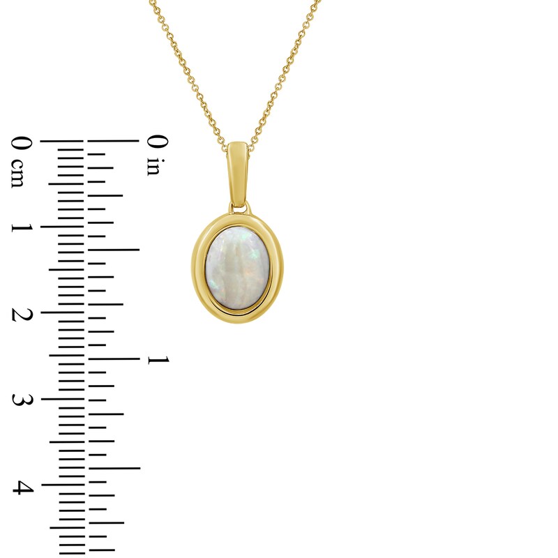 Main Image 5 of Oval-Cut Natural Opal Bezel-Set Solitaire Necklace 10K Yellow Gold 18"