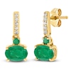 Thumbnail Image 2 of Oval-Cut Natural Emerald & Diamond Drop Earrings 1/20 ct tw 10K Yellow Gold