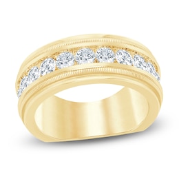 Men's Lab-Grown Diamond Milgrain-Edge Band 2 ct tw 14K Yellow Gold