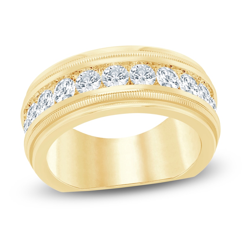 Main Image 1 of Men's Lab-Grown Diamond Milgrain-Edge Band 2 ct tw 14K Yellow Gold