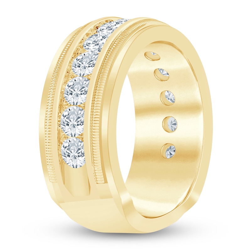 Main Image 2 of Men's Lab-Grown Diamond Milgrain-Edge Band 2 ct tw 14K Yellow Gold