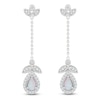 Thumbnail Image 1 of Pear-Shaped Lab-Created Opal & White Lab-Created Sapphire Drop Earrings Sterling Silver