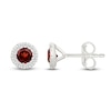Thumbnail Image 3 of Round-Cut Garnet & Diamond Halo Stud Earrings 1/8 ct tw 10K White Gold