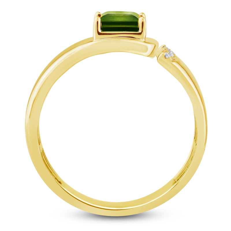 Main Image 2 of Baguette-Cut Brazilian Cruzeiro Tourmaline & Diamond Accent Cuff Ring 14K Yellow Gold