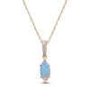 Thumbnail Image 1 of Marquise-Cut Natural Opal & Diamond Necklace 1/20 ct tw 14K Yellow Gold 18"