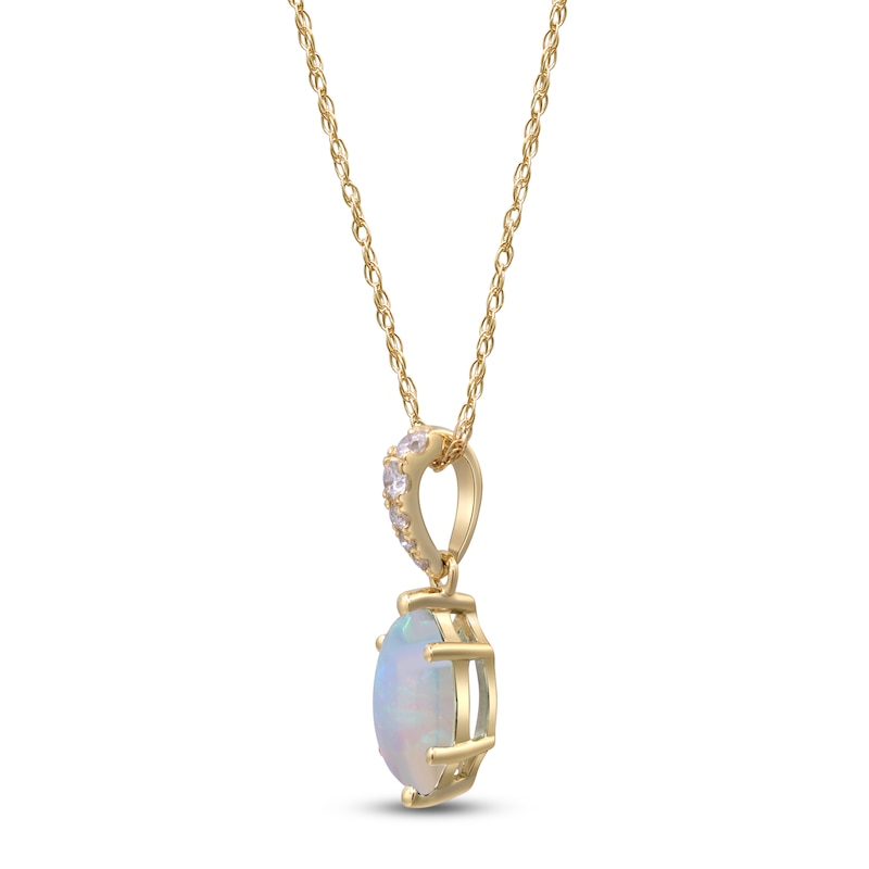 Main Image 2 of Marquise-Cut Natural Opal & Diamond Necklace 1/20 ct tw 14K Yellow Gold 18"