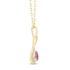 Thumbnail Image 2 of Pear-Shaped Natural Pink Sapphire & Diamond Twist Drop Necklace 1/20 ct tw 10K Yellow Gold