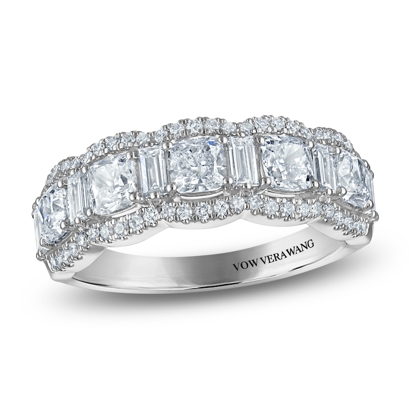 Main Image 1 of Vera Wang VOW Cushion, Baguette & Round-Cut Lab-Grown Diamond Wedding Band 1-3/4 ct tw 14K White Gold
