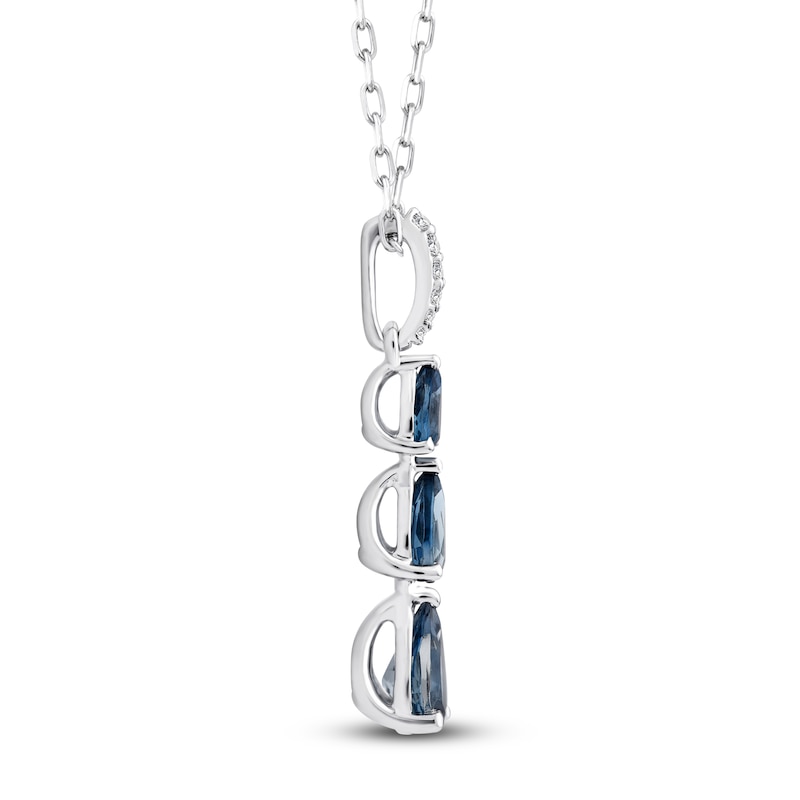 Main Image 2 of Pear-Shaped Natural London Blue Topaz & Diamond Accent Drop Necklace 10K White Gold 18"