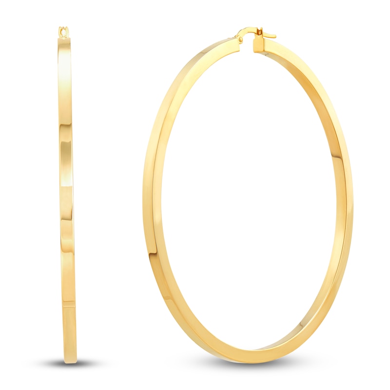 Main Image 1 of Hollow Square Tube Hoop Earrings 10K Yellow Gold 70mm