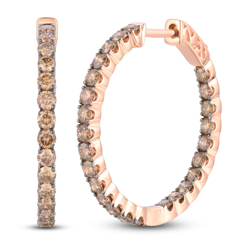 Main Image 1 of Le Vian Chocolate Diamond Inside-Out Hoop Earrings 2 ct tw 14K Strawberry Gold
