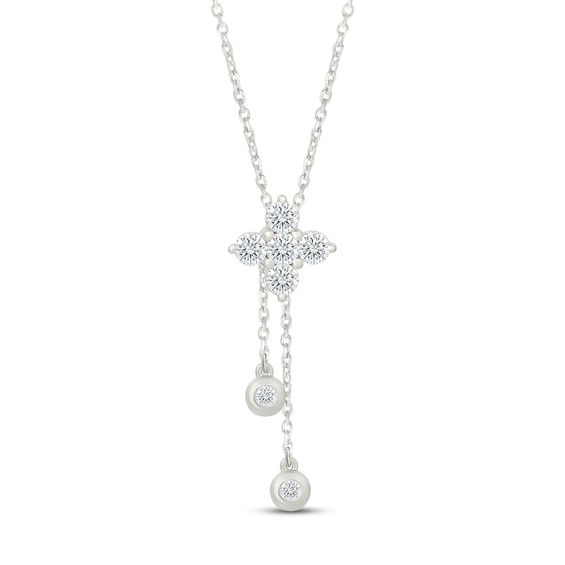 Main Image 1 of Jared Signature Lab-Grown Diamond Flower Lariat Necklace 5/8 ct tw Sterling Silver 26"