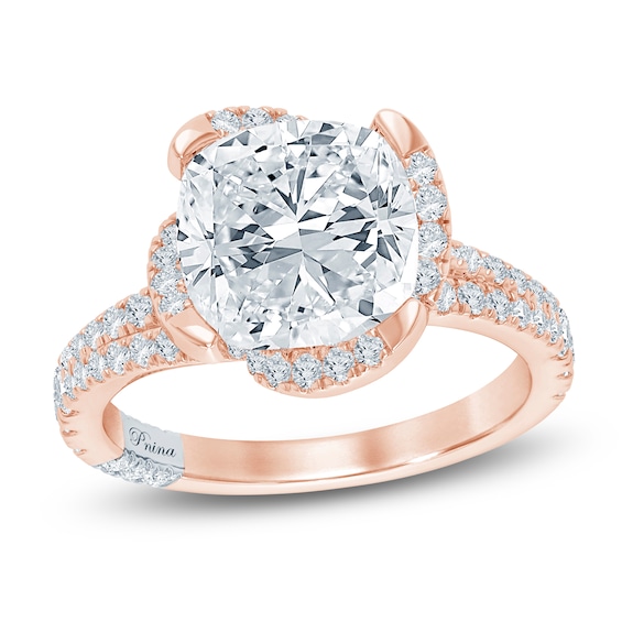 Pnina Tornai Lab-Grown Diamond Certified Cushion-Cut Rose Halo Engagement Ring 5-5/8 ct tw 14K Rose Gold