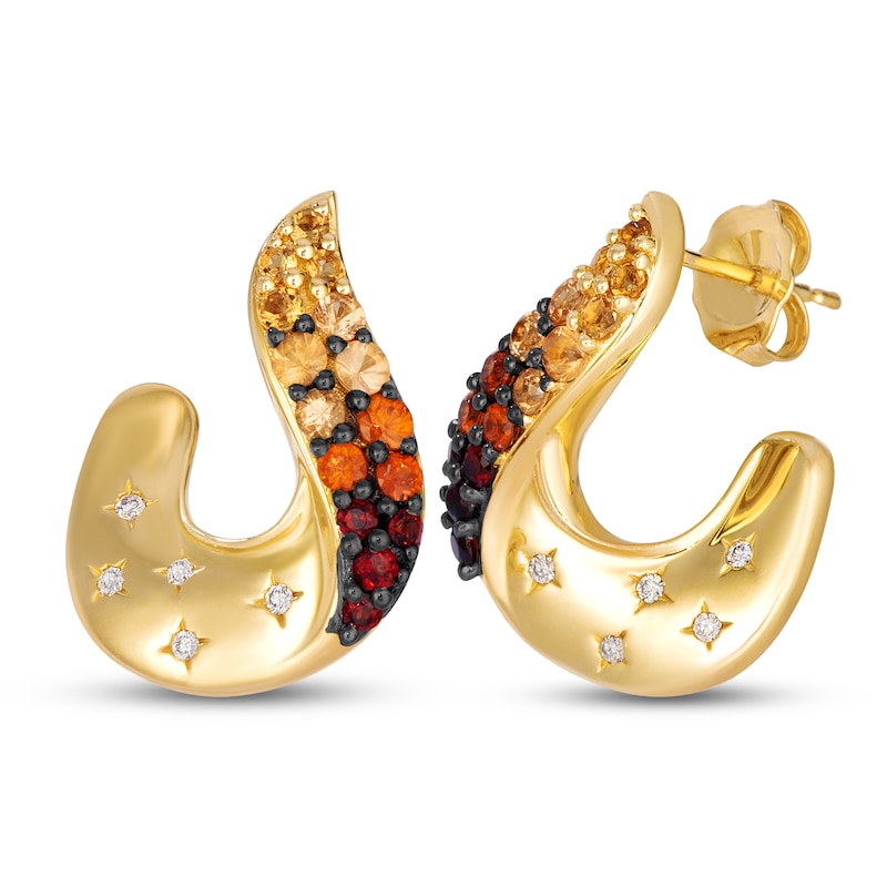 Main Image 1 of Le Vian Natural Garnet, Spessartite & Citrine Earrings 1/20 ct tw Diamonds 14K Honey Gold