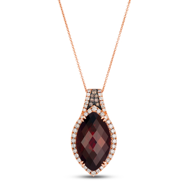 Main Image 1 of Le Vian Marquise-Cut Natural Garnet Halo Necklace 5/8 ct tw Diamonds 14K Strawberry Gold 20"