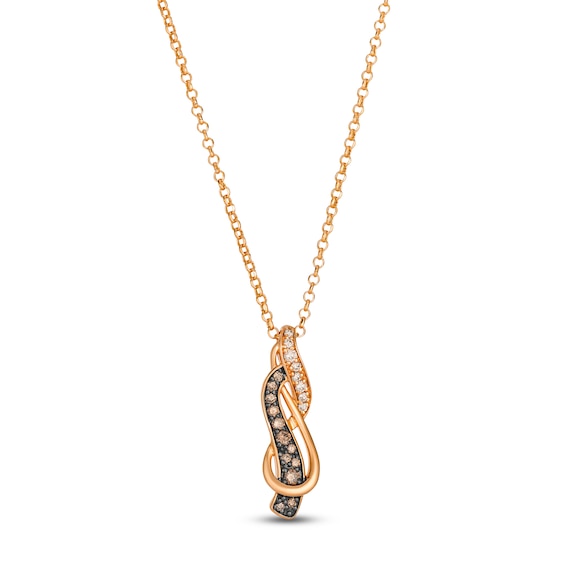 Le Vian Diamond Swirl Necklace 1/5 ct tw 14K Strawberry Gold 19"