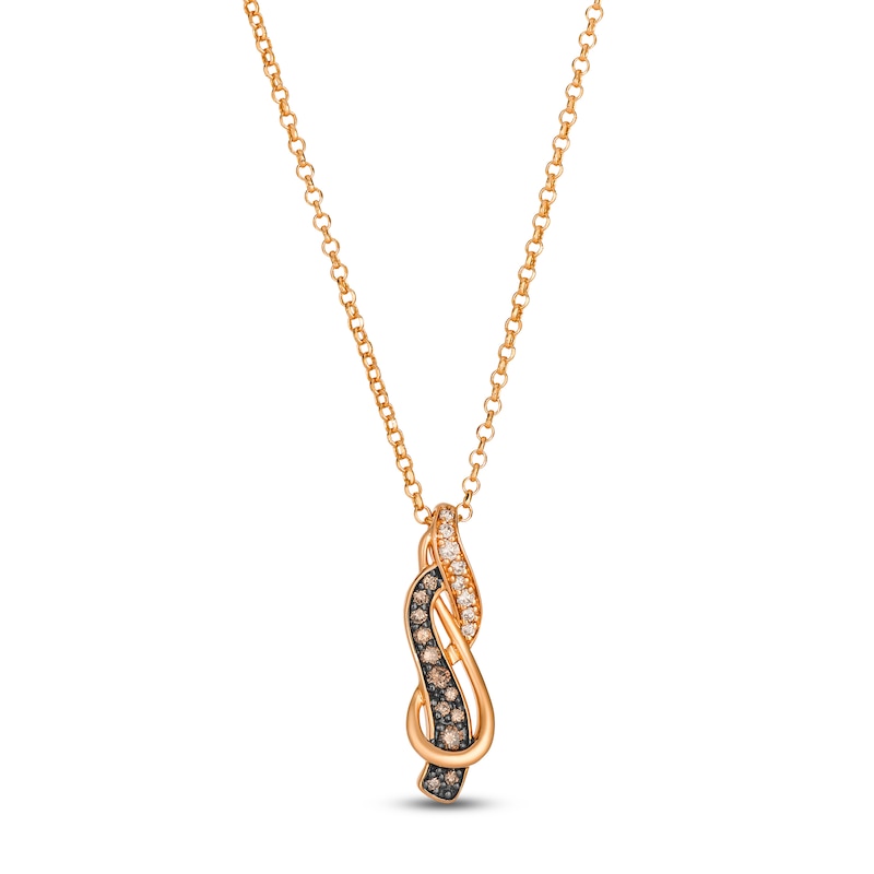 Main Image 1 of Le Vian Diamond Swirl Necklace 1/5 ct tw 14K Strawberry Gold 19"