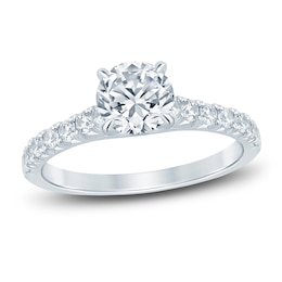 Diamond Hidden Halo Engagement Ring 1-1/2 ct tw Round 14K White Gold