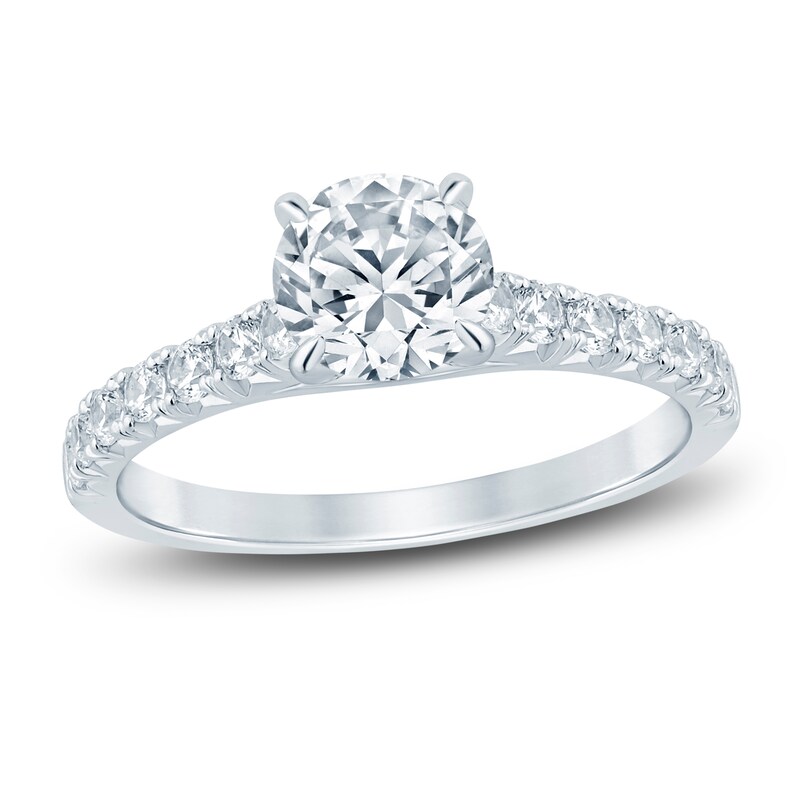 Main Image 1 of Diamond Hidden Halo Engagement Ring 1-1/2 ct tw Round 14K White Gold