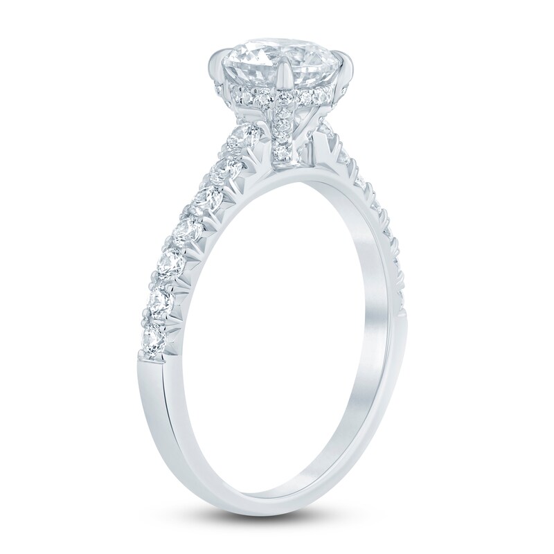 Main Image 2 of Diamond Hidden Halo Engagement Ring 1-1/2 ct tw Round 14K White Gold