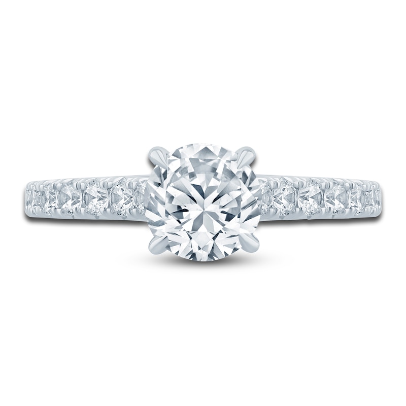 Main Image 3 of Diamond Hidden Halo Engagement Ring 1-1/2 ct tw Round 14K White Gold