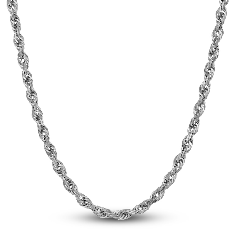 Main Image 1 of Solid Glitter Rope Necklace 10K White Gold 24" 3.8mm