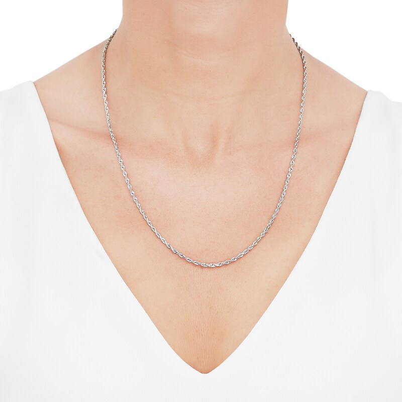 Main Image 3 of Solid Glitter Rope Necklace 10K White Gold 24" 3.8mm