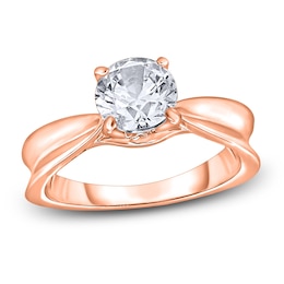 Diamond Solitaire Concave Engagement Ring 1 ct tw Round 14K Rose Gold (I2/I)