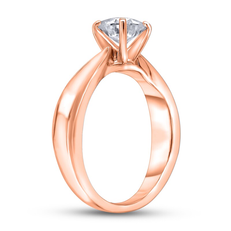 Main Image 2 of Diamond Solitaire Concave Engagement Ring 1 ct tw Round 14K Rose Gold (I2/I)