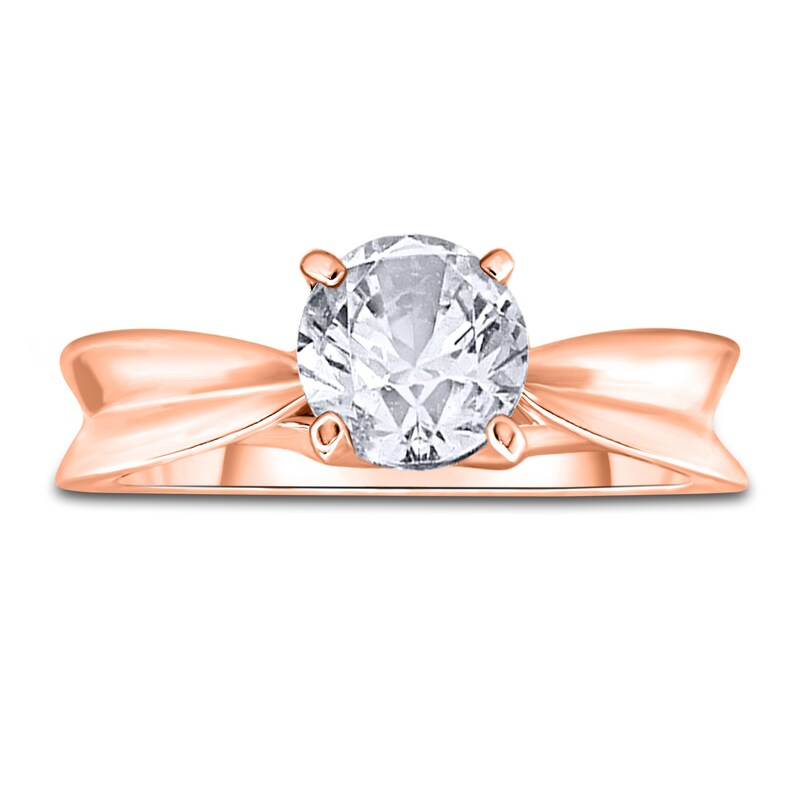 Main Image 3 of Diamond Solitaire Concave Engagement Ring 1 ct tw Round 14K Rose Gold (I2/I)