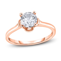 Diamond Solitaire Floral Engagement Ring 1-1/2 ct tw Round 14K Rose Gold (I2/I)