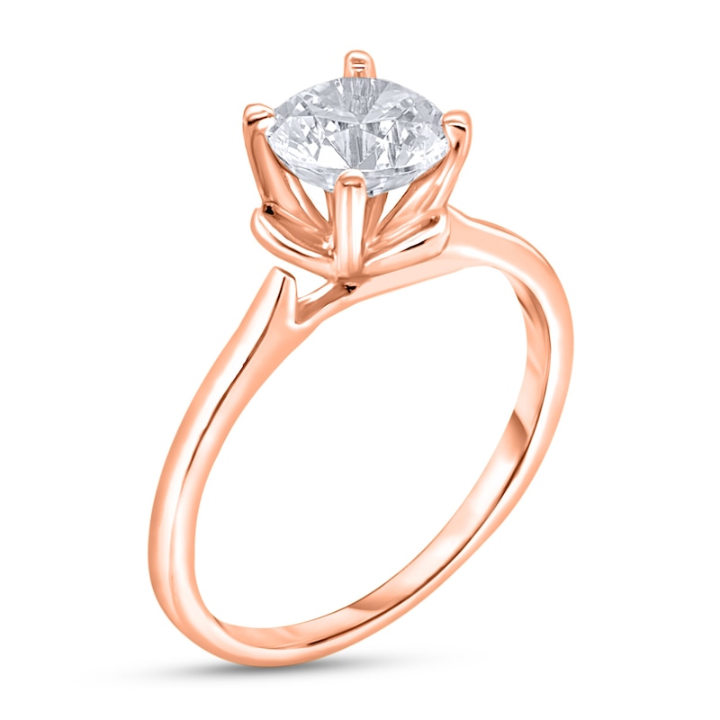 Main Image 2 of Diamond Solitaire Floral Engagement Ring 1-1/2 ct tw Round 14K Rose Gold (I2/I)