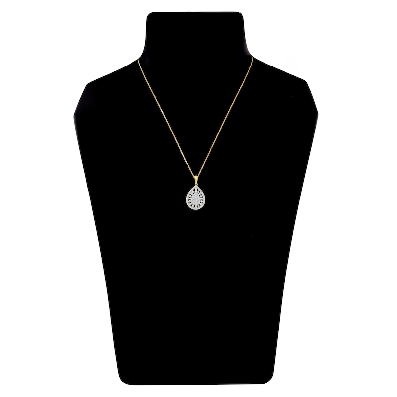 Diamond Drop Necklace 1/2 ct tw Round/Baguette 14K Yellow Gold