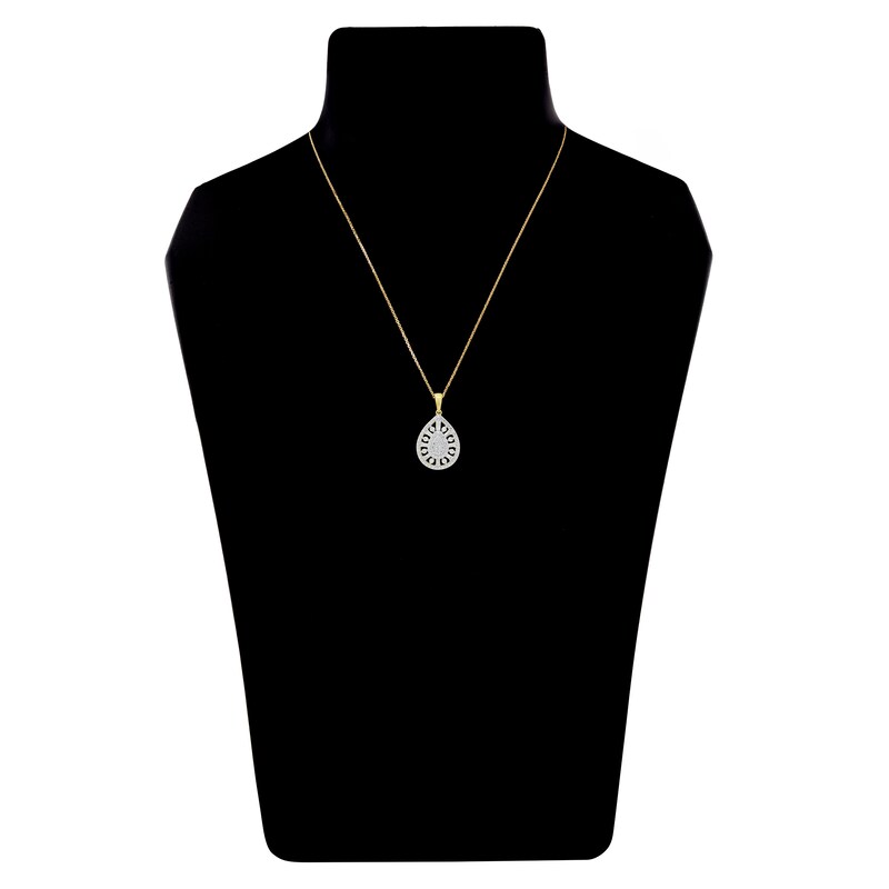 Main Image 2 of Diamond Drop Necklace 1/2 ct tw Round/Baguette 14K Yellow Gold