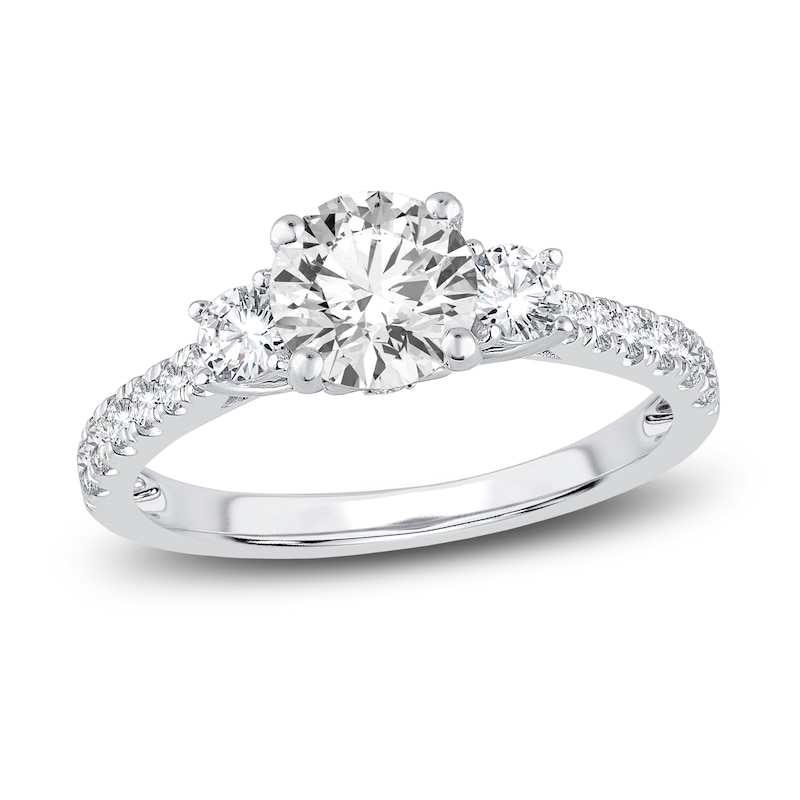 Main Image 1 of Diamond 3-Stone Engagement Ring 1-1/2 ct tw Round 14K White Gold
