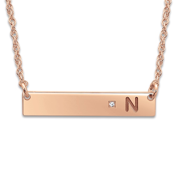 Bar Necklace Diamond Accent Rose Gold-Plated Sterling Silver 18"