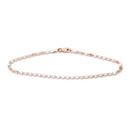 Solid Diamond-Cut Valentino Bracelet 14K Rose Gold 7.5&quot; Adj.